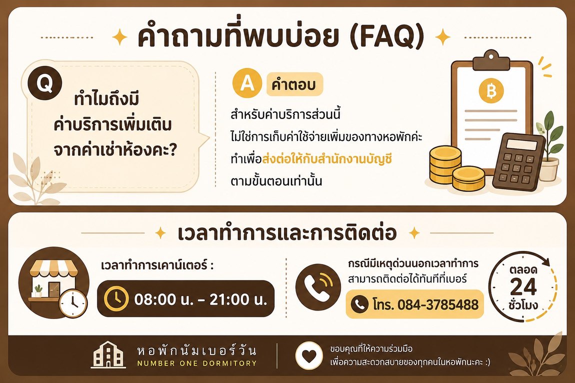 รวมเบอร์ติดต่อ — เคาน์เตอร์ · รปภ.กลางคืน · แม่บ้านแต่ละตึก